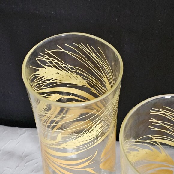 3 Libbey Golden Wheat Tumblers Glasses Coolers 6.5" yellow nature farmhouse 16oz - Picture 5 of 8